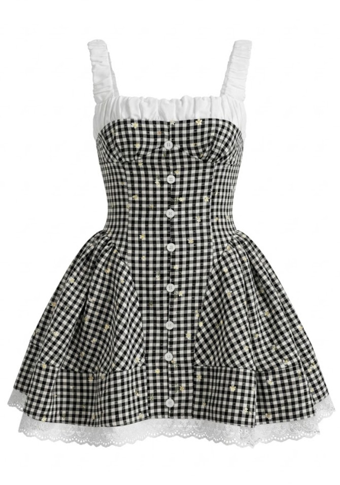Floral Ruched A Line Dress Black