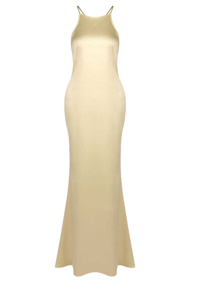 Halter Backless Maxi Dress Gold