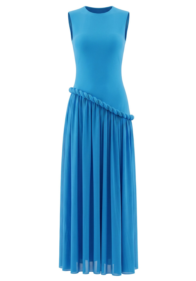 Braid Detail A Line Maxi Dress Blue