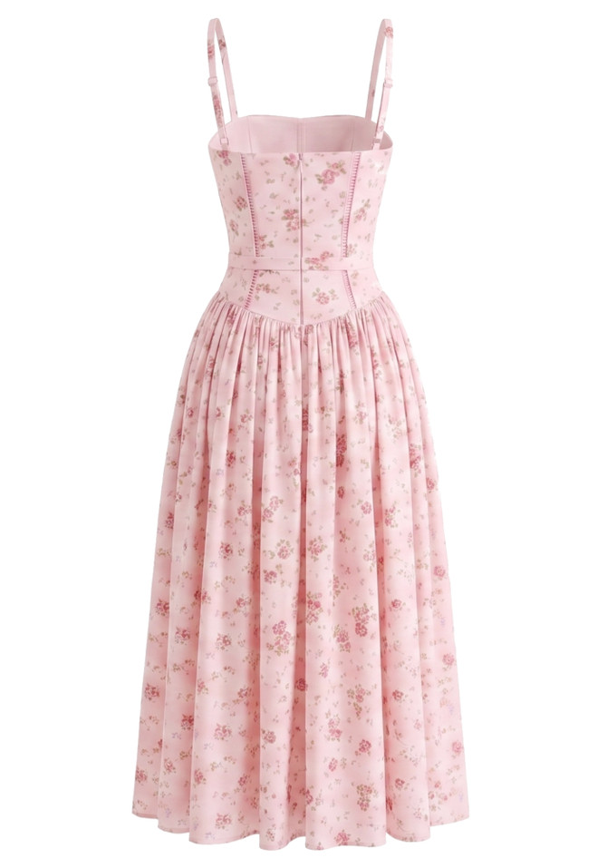 Floral A Line Maxi Dress Pink