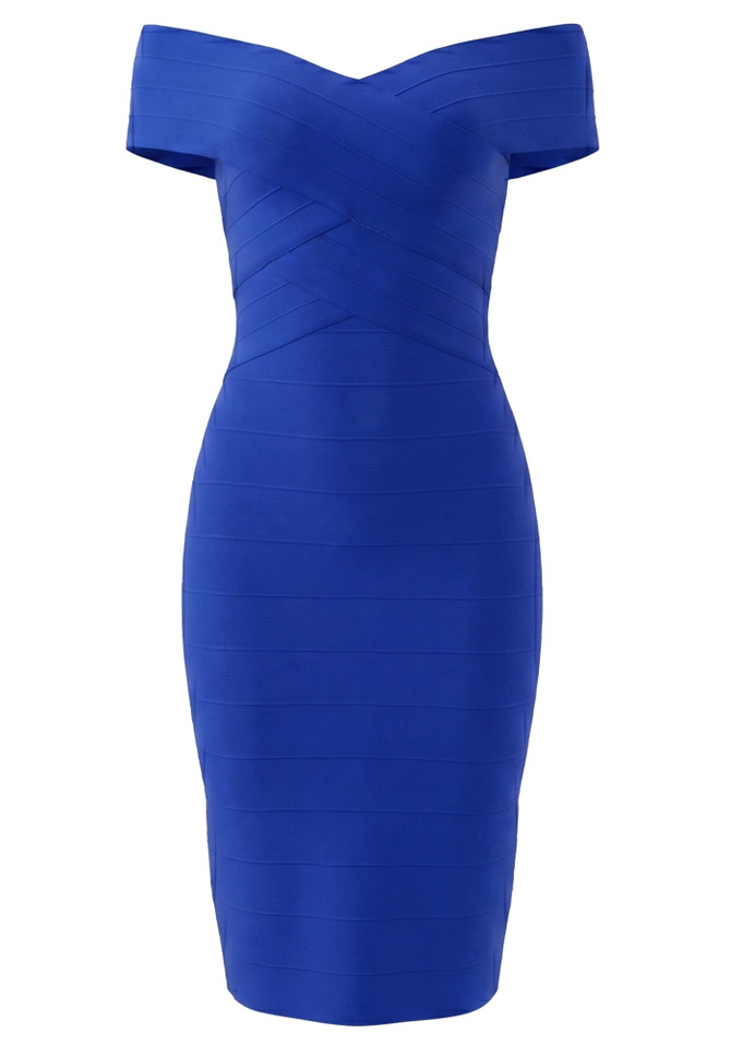 Bardot Structured Midi Dress Blue