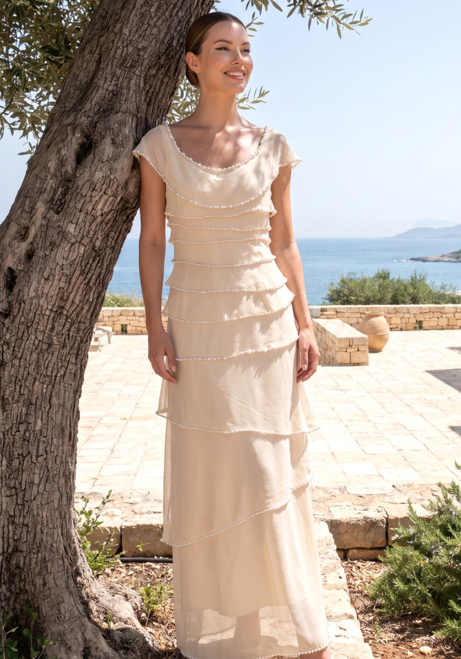 Pearl Layers Maxi Dress Ivory