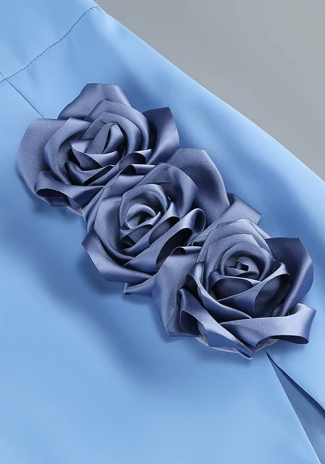 Floral Detail Midi Dress Blue