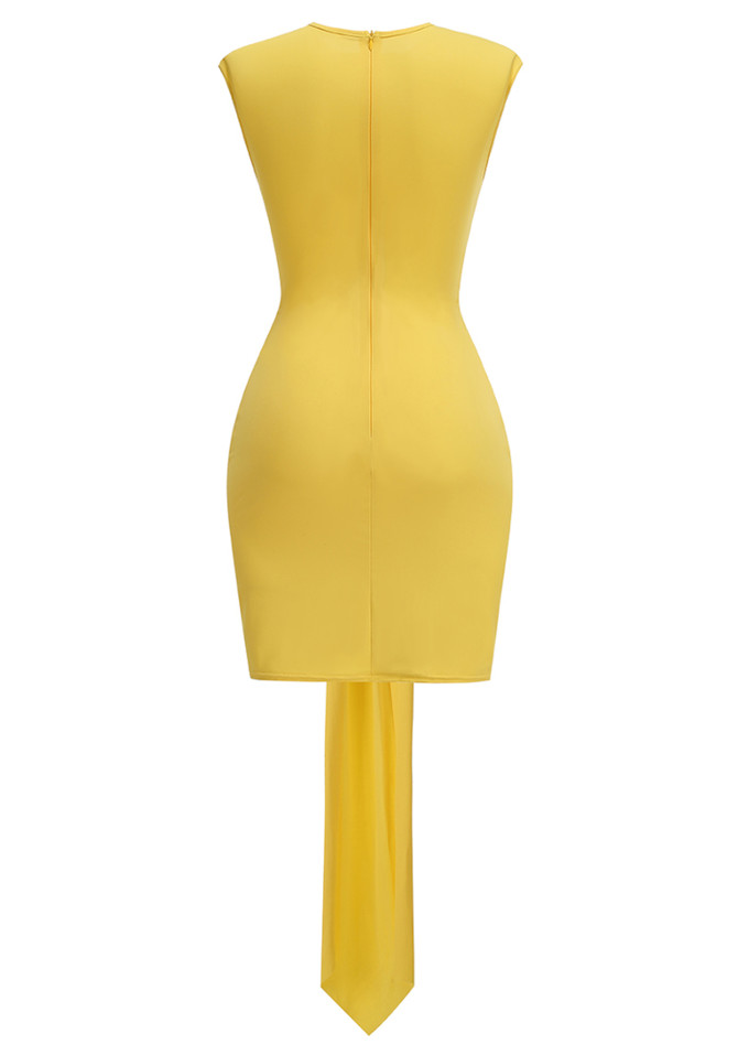Draped Cut Out Detail Dress Yellow