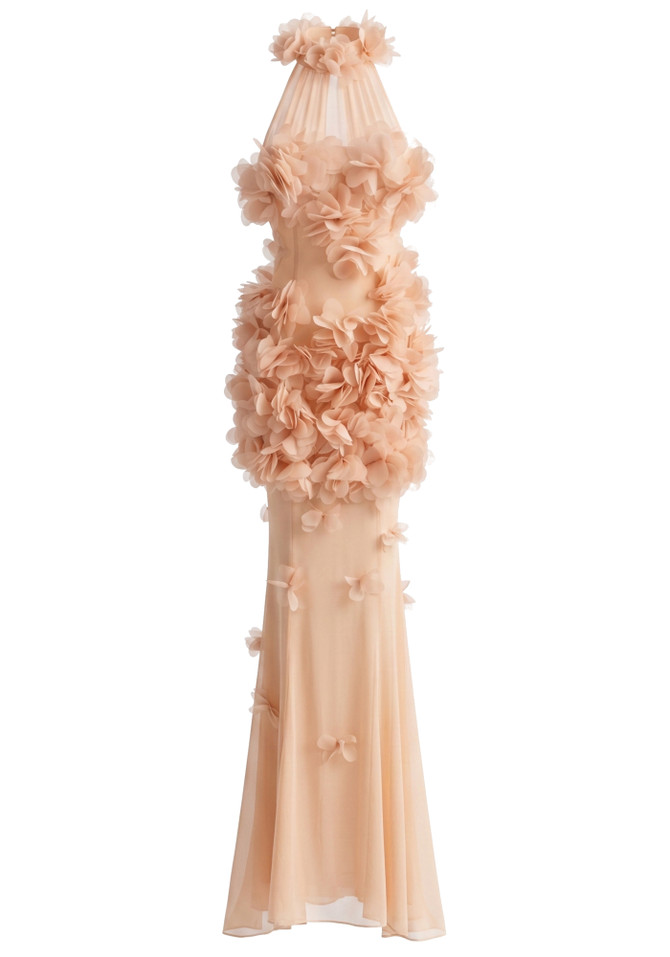 Petal Detail Maxi Dress Salmon Pink