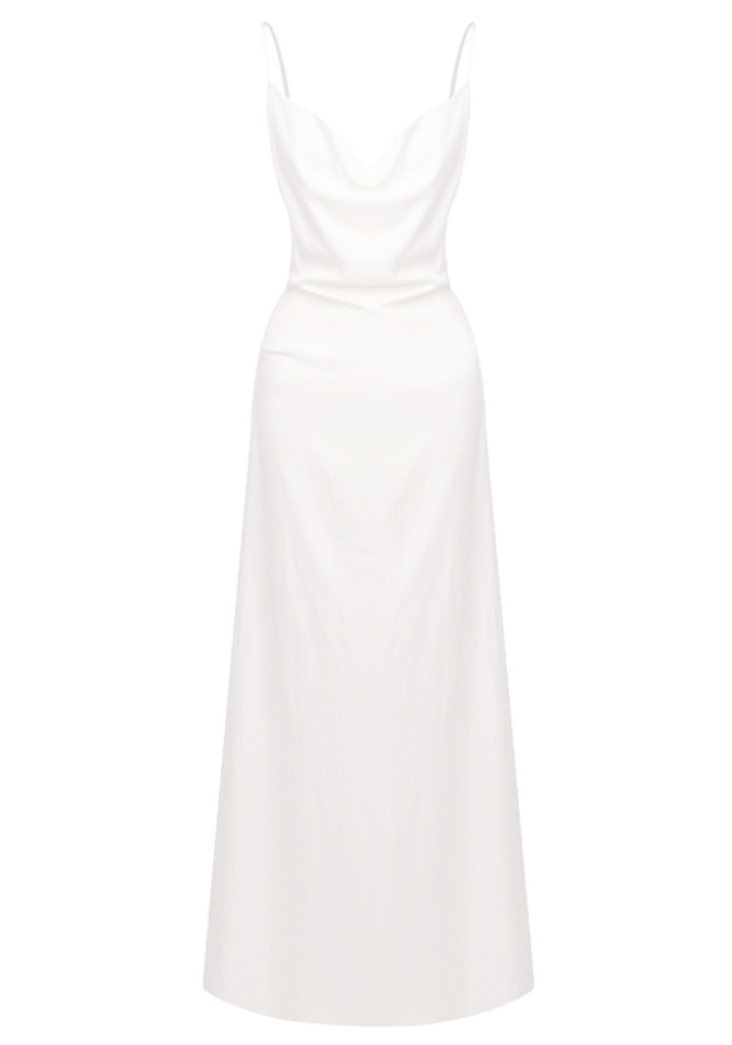 Backless A Line Maxi Dress White