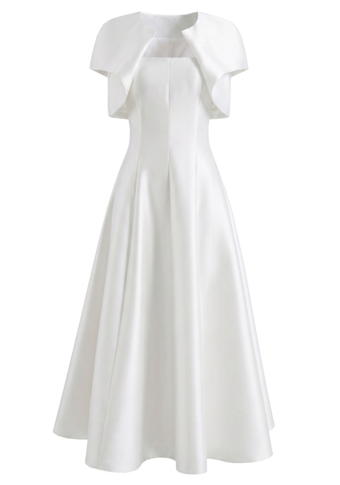 Short Sleeve A Line Maxi Dress White