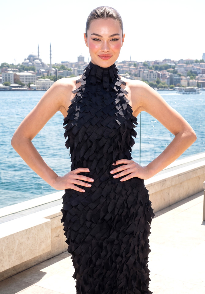 Halter 3D Detail Maxi Dress Black