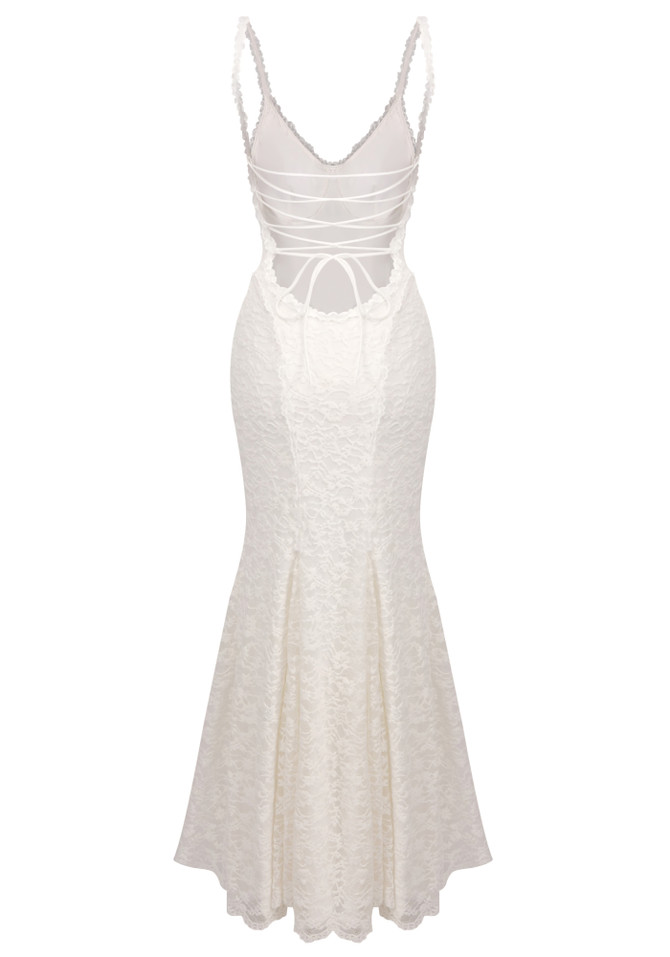 Strappy Lace Maxi Dress Ivory