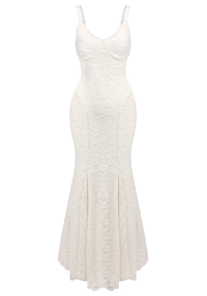 Strappy Lace Maxi Dress Ivory