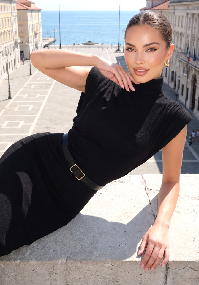 Belt Detail Maxi Dress Black