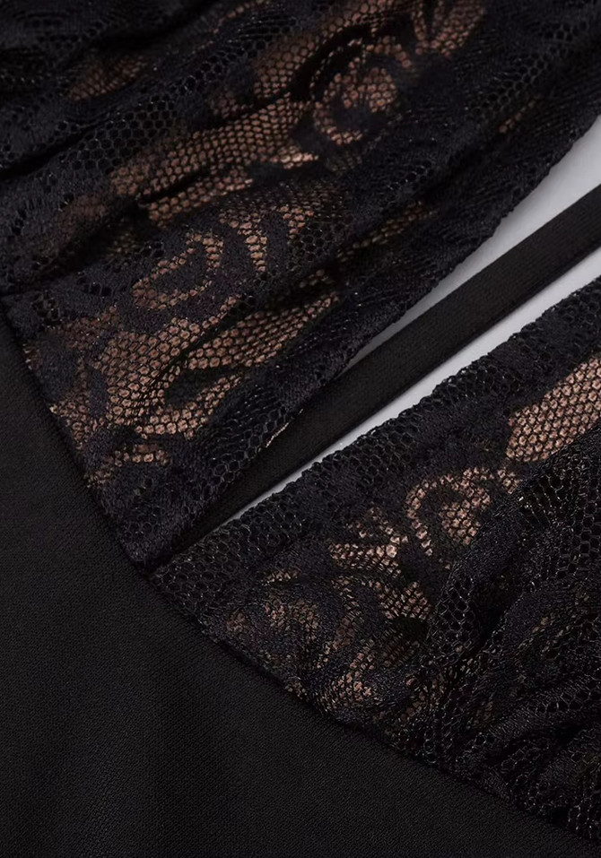 Lace Bustier Backless Maxi Dress Black