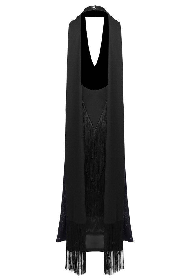 Halter Tassel Maxi Dress Black