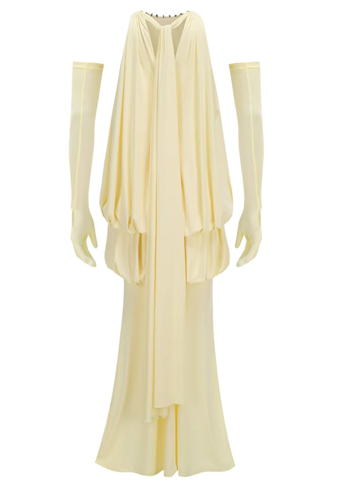 Bubble Detail Maxi Dress Yellow