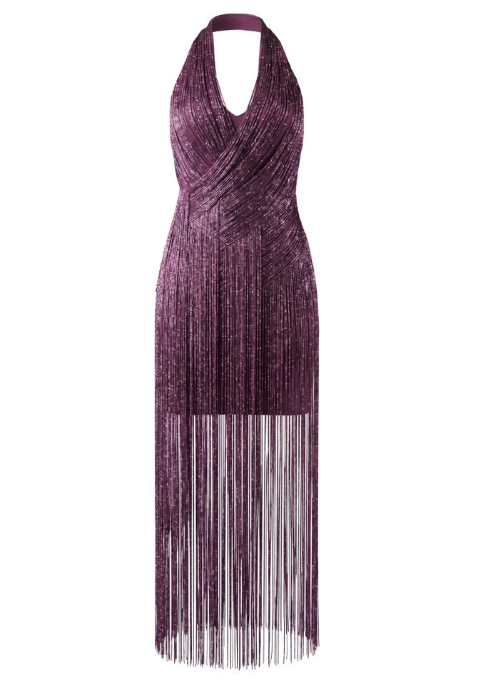 Halter Tassel Maxi Dress Purple