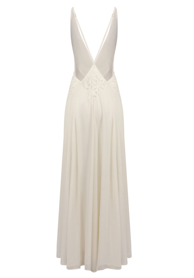 Plunging A Line Maxi Dress Ivory