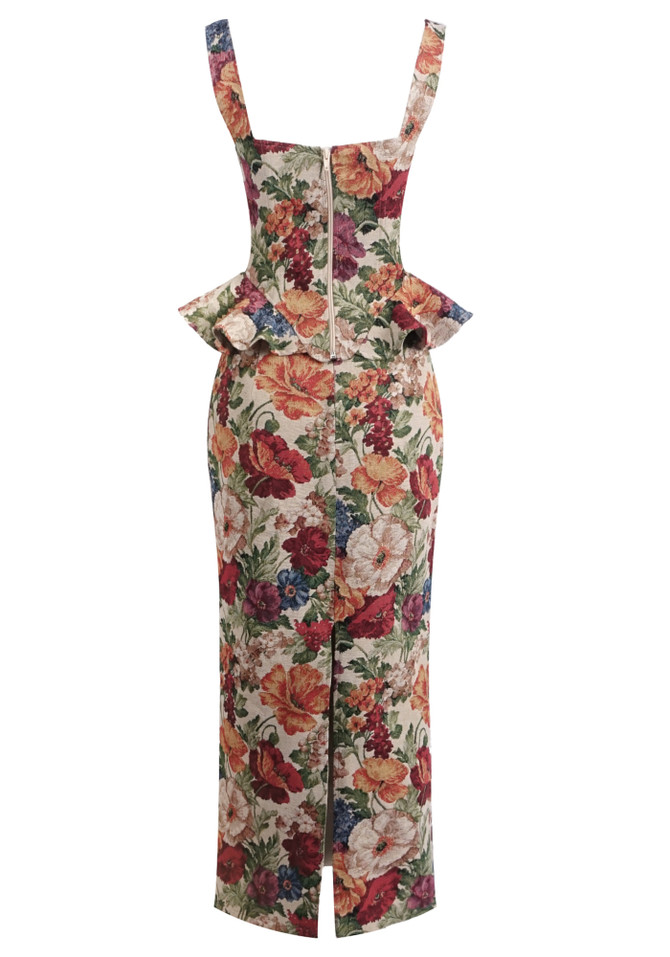 Floral Peplum Maxi Dress