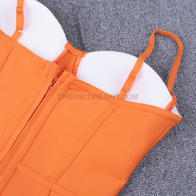 Bustier Structured Midi Dress Orange