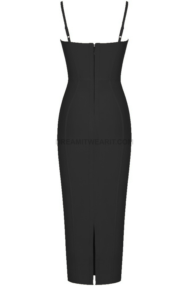 Bustier Structured Midi Dress Black