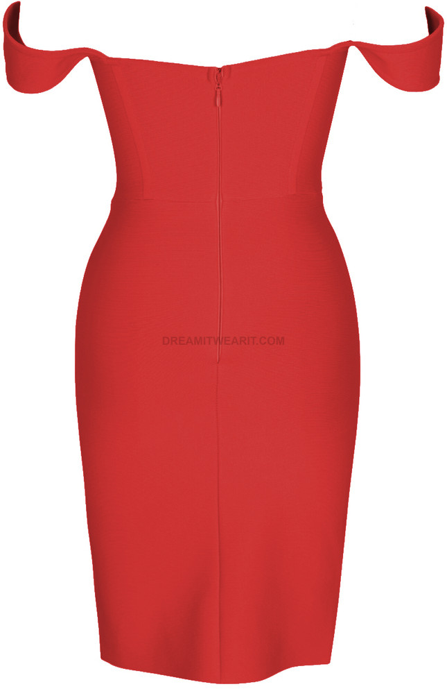 The Shoulder Bustier Draped Dress Red