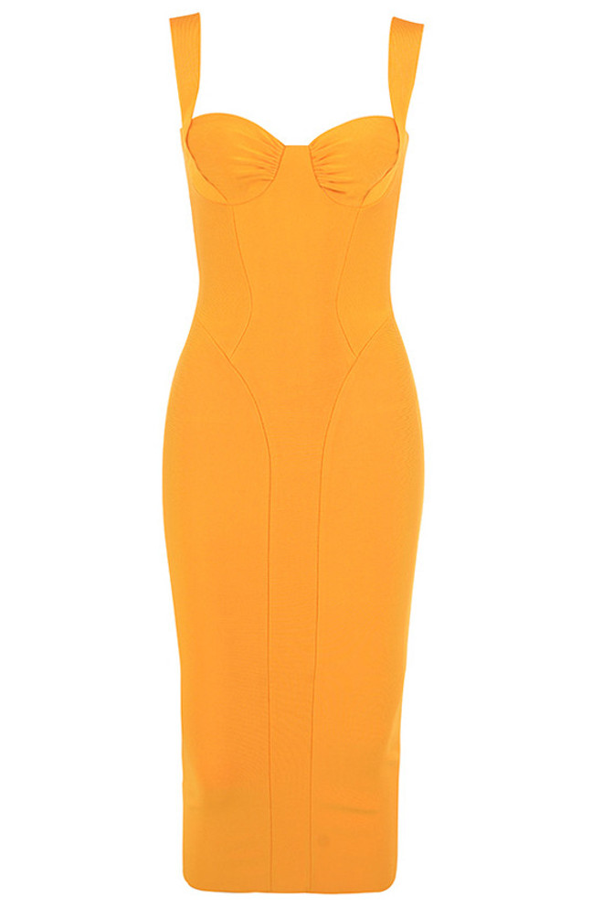 Draped Bustier Midi Dress Amber