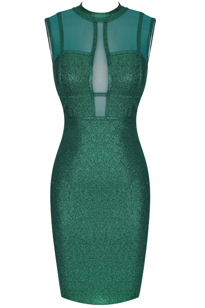 Sparkly Structured Dress Green