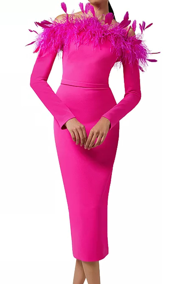 Odelia Blush Maternity Midi Dress with Asymmetric Sleeve and Side Sp – Club  L London - USA