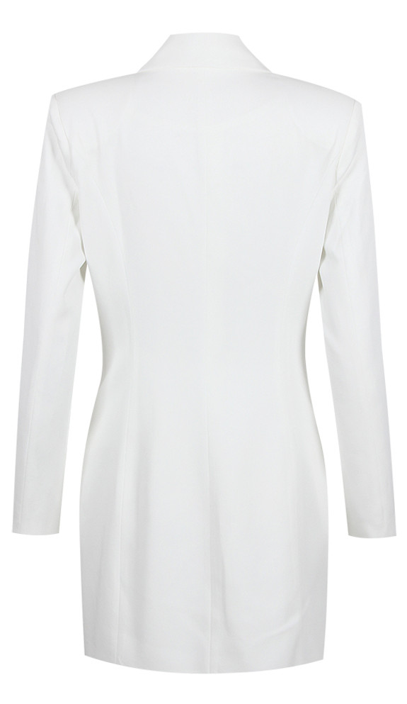 Long Sleeve Embellished Blazer Dress White