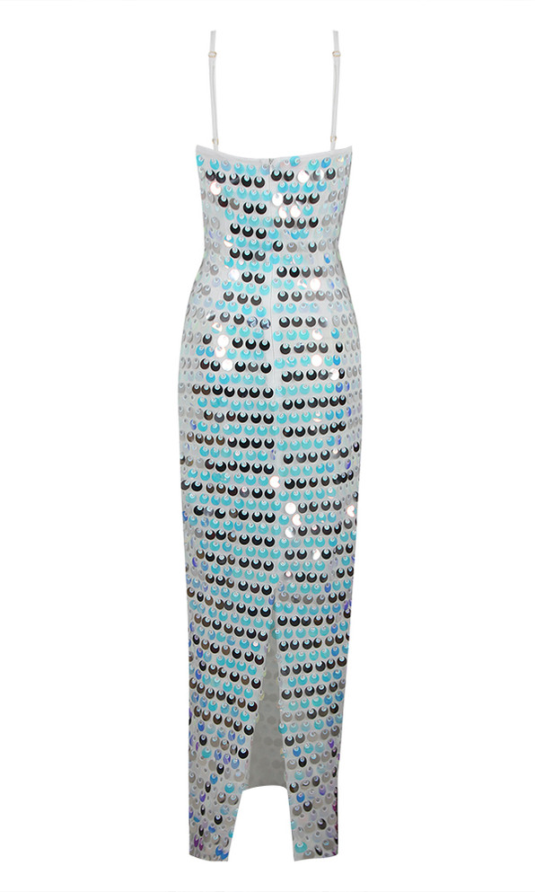 Big Sequin Maxi Dress Blue