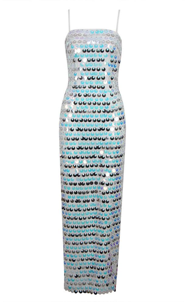 Big Sequin Maxi Dress Blue