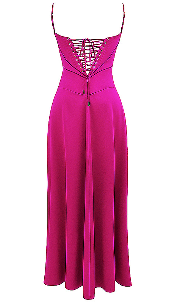 Corset A Line Maxi Dress Hot Pink