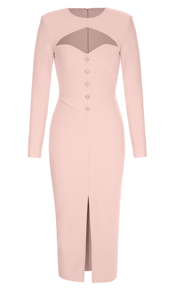 Long Sleeve Midi Dress Pink