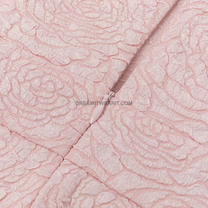 Pleated Detail Strapless Midi Dress Pink