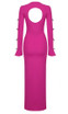 Embellished Long Sleeve Maxi Dress Hot Pink