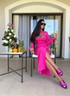 Embellished Long Sleeve Maxi Dress Hot Pink