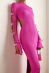 Embellished Long Sleeve Maxi Dress Hot Pink