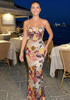 Strapless Floral Sequin Maxi Dress