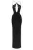 Halter Backless Sequin Maxi Dress Black