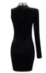 One Sleeve Embellished Velvet Dress Black