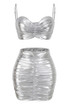 Ruched Bustier Two Piece Dress Silver