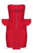 Strapless Corset Lace Up Peplum Dress Red