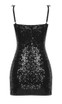 Crystal Sequin Bustier Draped Dress Black