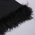 Long Sleeve Feather Hem Dress Black