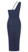 One Shoulder Midi Dress Navy Blue