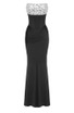 Strapless Crystal Sequin Corset Maxi Dress Black