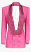 Embellished Backless Blazer Dress Hot Pink