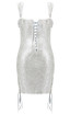 Sparkly Lace Up Dress Silver