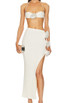 Halter Crystal Flower Ribbed Two Piece Dress White