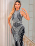 Sequined Maxi Dress Black Silver