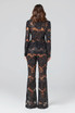 Long Sleeve Sequin Lace Suit Black